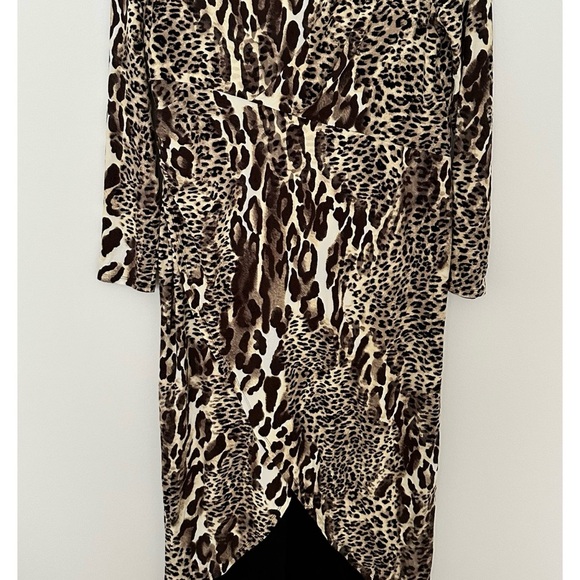 Chico's Black Label Leopard Print Wrap Dress sz 8 - Picture 4 of 12